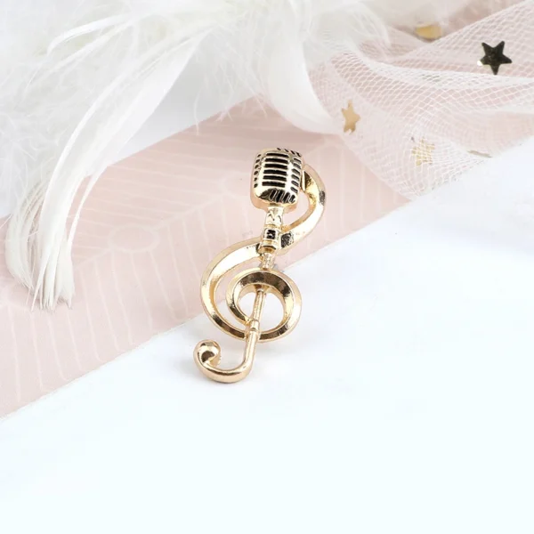 Music Note Microphone Brooches Gold Color Silver Color Metal Pins Special Badge Student Musician Backpack Lapel Pin Jewelry Gift - Image 4