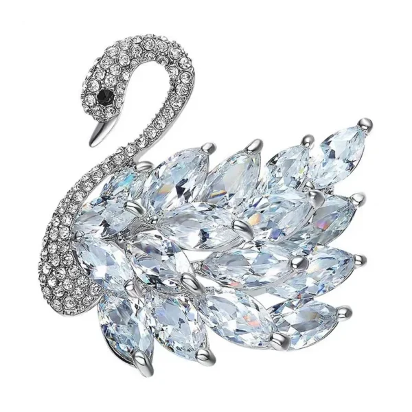 Elegant Crystal Swan Brooch for Women and Girls - Sparkling Rhinestone Animal Pin - Image 3