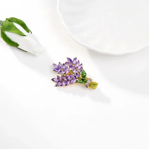 Women Brooch Romantic Crystal Lavender Flower Lapel Pins OL Accessories Lavender Botany Vindicate Gifts Luxury Jewelry - Image 4