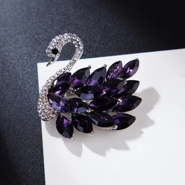 Elegant Crystal Swan Brooch for Women and Girls - Sparkling Rhinestone Animal Pin - Image 2