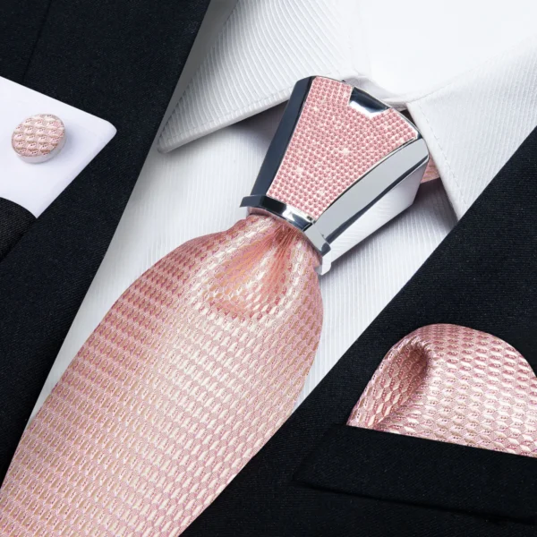 Luxury Men's Ties Accessories Designer Pink Silver Blue Orange Gold Plastic Tie Buckle DiBanGu