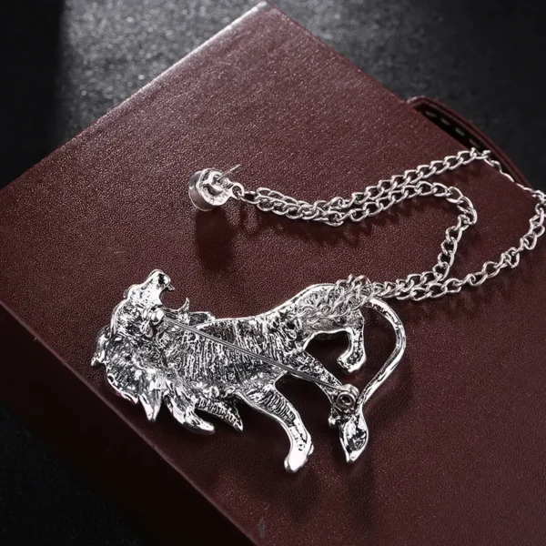 Korean Fashion Crystal Lion Brooch Animal Tassel Chain Lapel Pins British Style Men's Shirt Collar Badge Clothing Accessories - Image 6