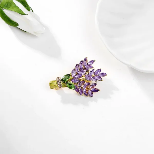 Women Brooch Romantic Crystal Lavender Flower Lapel Pins OL Accessories Lavender Botany Vindicate Gifts Luxury Jewelry - Image 5