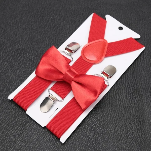 Kids Suspenders Bow Tie Set Boy Girl Retro Adjustable Suspenders Children Baby Braces Clip-on Trousers Wedding Ties Accessories - Image 3
