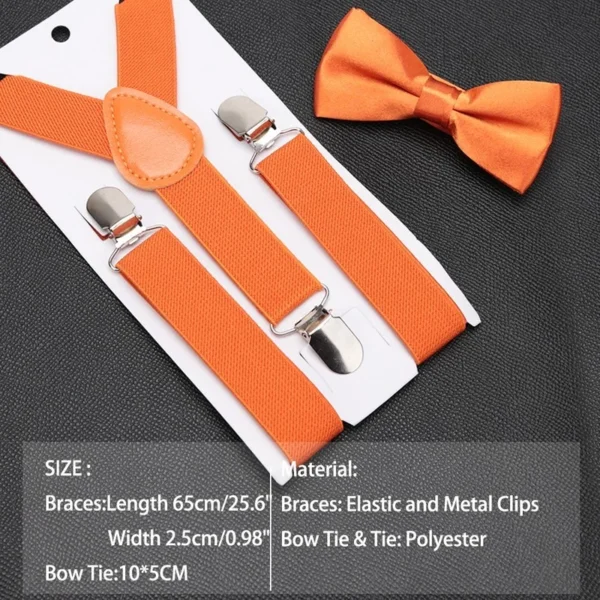 Kids Suspenders Bow Tie Set Boy Girl Retro Adjustable Suspenders Children Baby Braces Clip-on Trousers Wedding Ties Accessories - Image 5